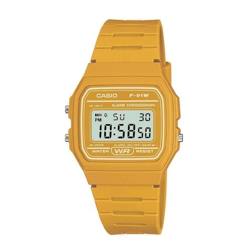Casio f91w yellow resin strap - casio,